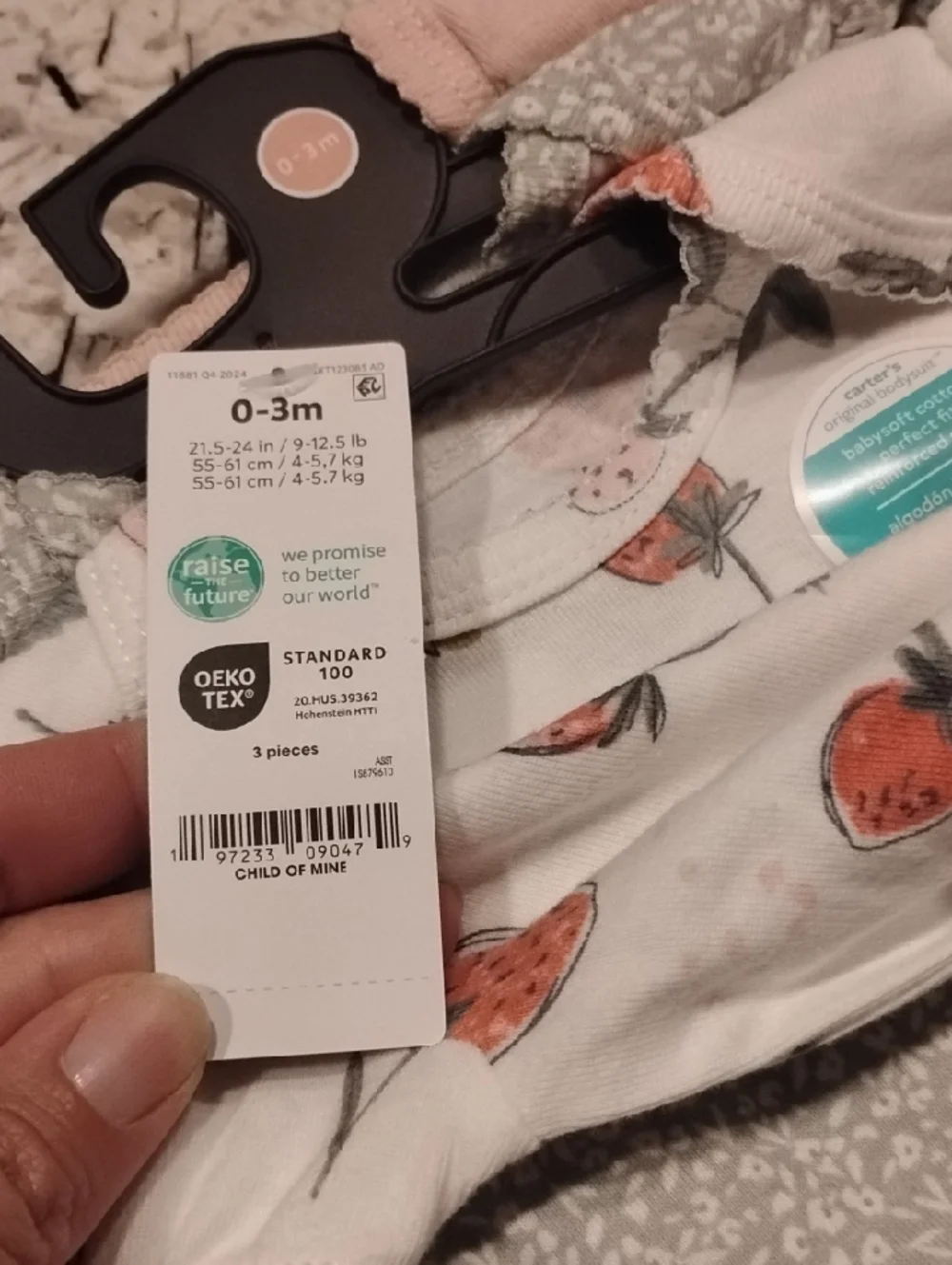 Carter's Soft Pink Strawberry Print One-Piece Bodysuits 0-3mo